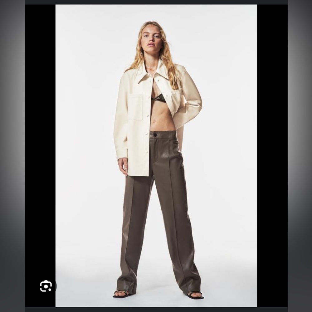Zara brown faux leather pants 👖